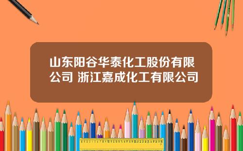 山东阳谷华泰化工股份有限公司 浙江嘉成化工有限公司