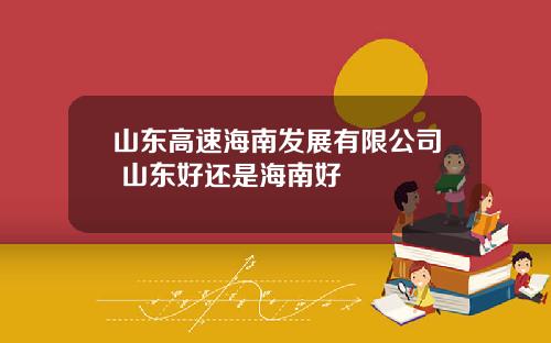山东高速海南发展有限公司 山东好还是海南好