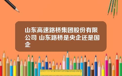 山东高速路桥集团股份有限公司 山东路桥是央企还是国企