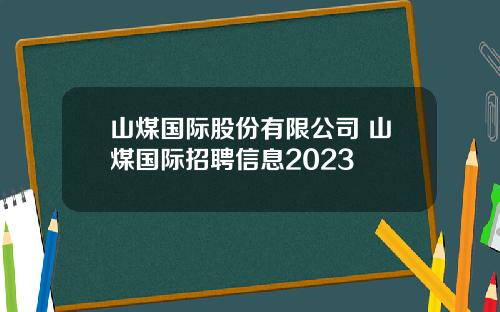 山煤国际股份有限公司 山煤国际招聘信息2023