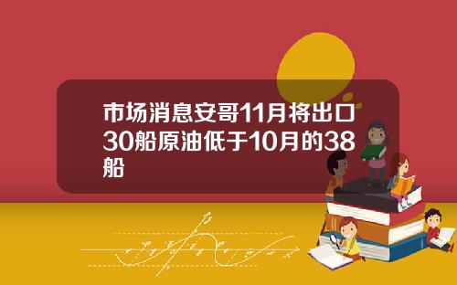 市场消息安哥11月将出口30船原油低于10月的38船