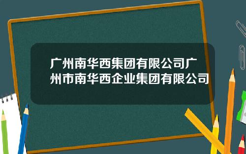 广州南华西集团有限公司广州市南华西企业集团有限公司