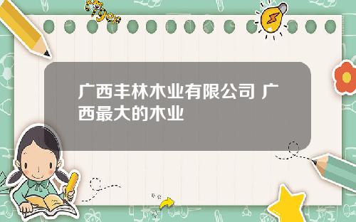 广西丰林木业有限公司 广西最大的木业