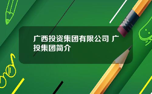 广西投资集团有限公司 广投集团简介