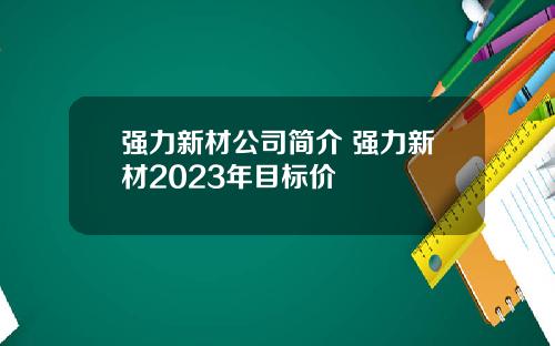 强力新材公司简介 强力新材2023年目标价