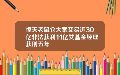 惊天老鼠仓大案交易近30亿非法获利11亿女基金经理获刑五年