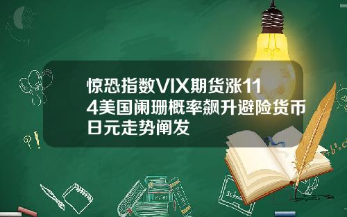 惊恐指数VIX期货涨114美国阑珊概率飙升避险货币日元走势阐发