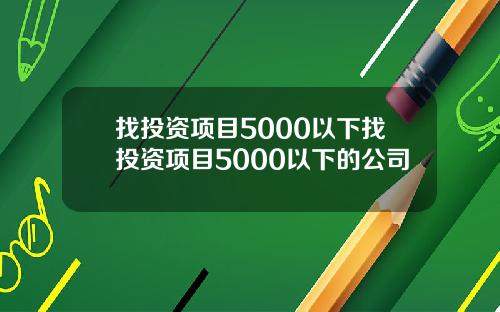 找投资项目5000以下找投资项目5000以下的公司