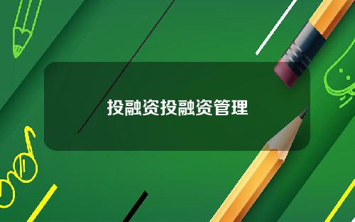 投融资投融资管理