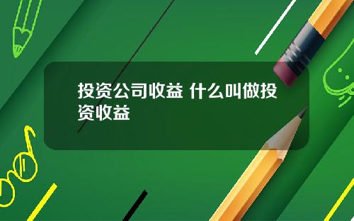 投资公司收益 什么叫做投资收益