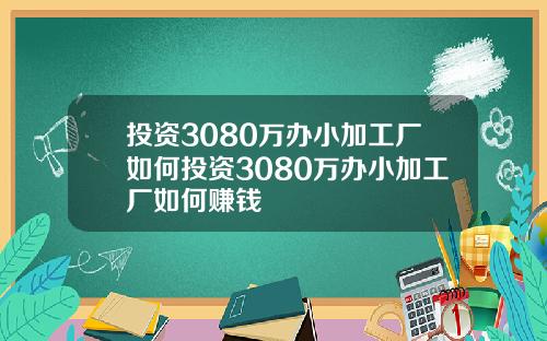 投资3080万办小加工厂如何投资3080万办小加工厂如何赚钱