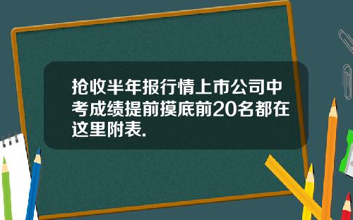 抢收半年报行情上市公司中考成绩提前摸底前20名都在这里附表.