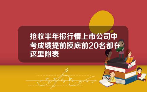 抢收半年报行情上市公司中考成绩提前摸底前20名都在这里附表