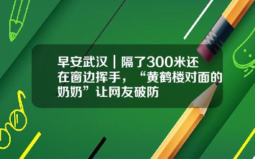 早安武汉|隔了300米还在窗边挥手,“黄鹤楼对面的奶奶”让网友破防