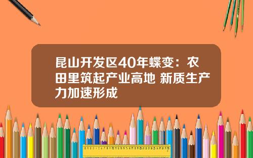 昆山开发区40年蝶变：农田里筑起产业高地 新质生产力加速形成