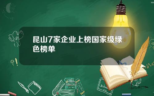 昆山7家企业上榜国家级绿色榜单