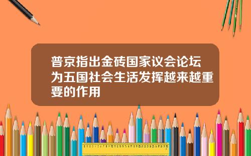 普京指出金砖国家议会论坛为五国社会生活发挥越来越重要的作用