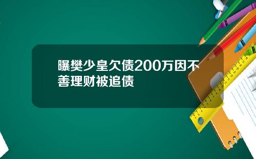 曝樊少皇欠债200万因不善理财被追债