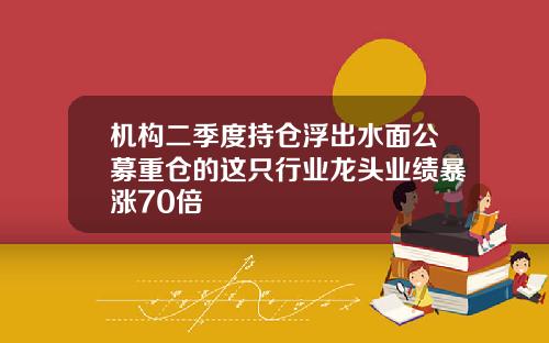 机构二季度持仓浮出水面公募重仓的这只行业龙头业绩暴涨70倍
