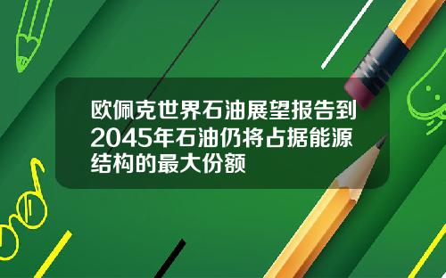 欧佩克世界石油展望报告到2045年石油仍将占据能源结构的最大份额