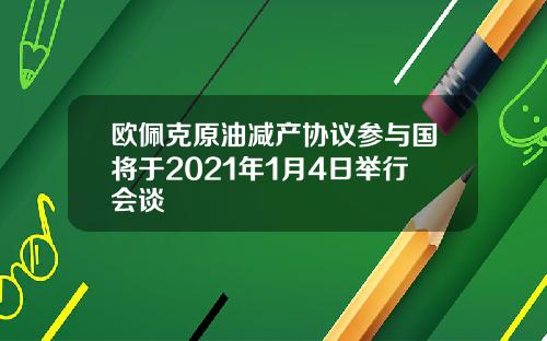 欧佩克原油减产协议参与国将于2021年1月4日举行会谈