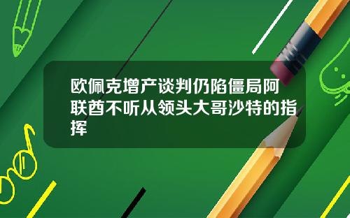 欧佩克增产谈判仍陷僵局阿联酋不听从领头大哥沙特的指挥