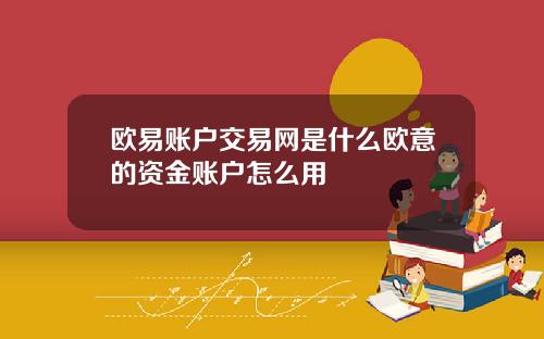 欧易账户交易网是什么欧意的资金账户怎么用