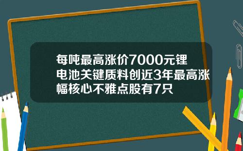 每吨最高涨价7000元锂电池关键质料创近3年最高涨幅核心不雅点股有7只