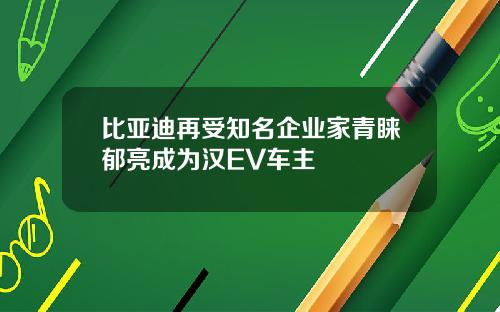比亚迪再受知名企业家青睐郁亮成为汉EV车主