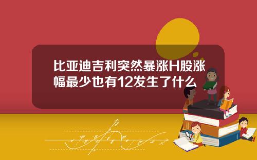 比亚迪吉利突然暴涨H股涨幅最少也有12发生了什么