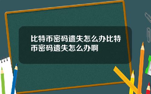 比特币密码遗失怎么办比特币密码遗失怎么办啊