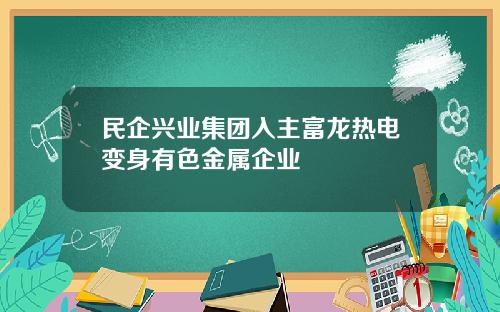民企兴业集团入主富龙热电变身有色金属企业