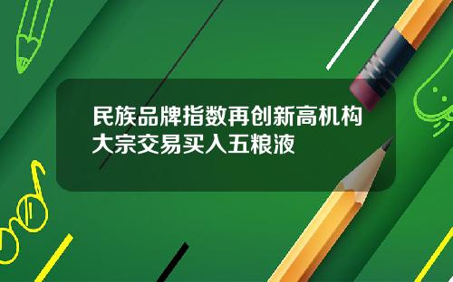 民族品牌指数再创新高机构大宗交易买入五粮液
