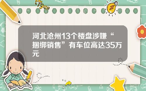 河北沧州13个楼盘涉嫌“捆绑销售”有车位高达35万元