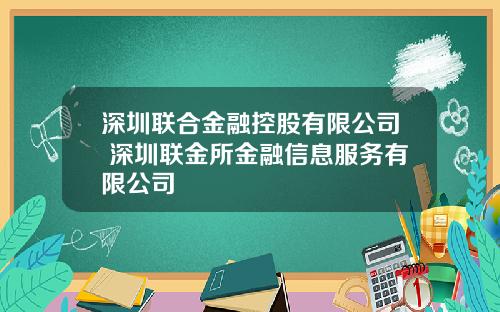 深圳联合金融控股有限公司 深圳联金所金融信息服务有限公司
