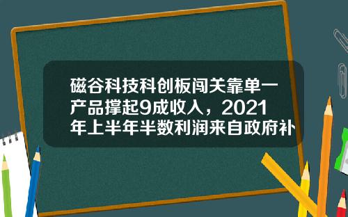磁谷科技科创板闯关靠单一产品撑起9成收入,2021年上半年半数利润来自政府补助_1
