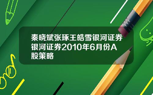 秦晓斌张琢王皓雪银河证券银河证券2010年6月份A股策略