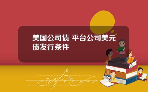 美国公司债 平台公司美元债发行条件