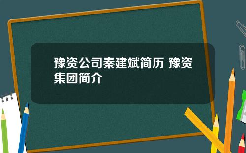 豫资公司秦建斌简历 豫资集团简介