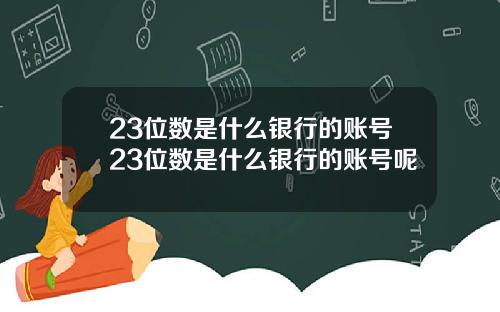 23位数是什么银行的账号23位数是什么银行的账号呢