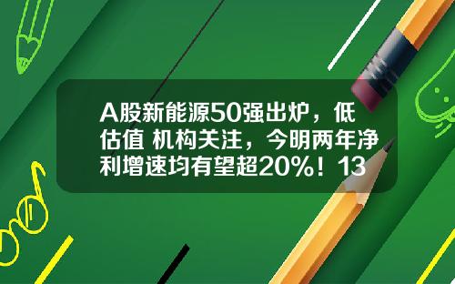 A股新能源50强出炉，低估值+机构关注，今明两年净利增速均有望超20%！13只10倍股诞生，北上资金大手笔买入20股-股票资讯网站前十名排行