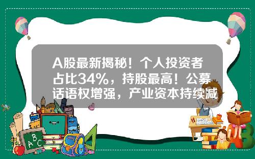 A股最新揭秘！个人投资者占比34%，持股最高！公募话语权增强，产业资本持续减持-钢铁行业外资持股比例上限是多少