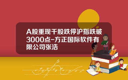 A股重现千股跌停沪指跌破3000点-方正国际软件有限公司张浩