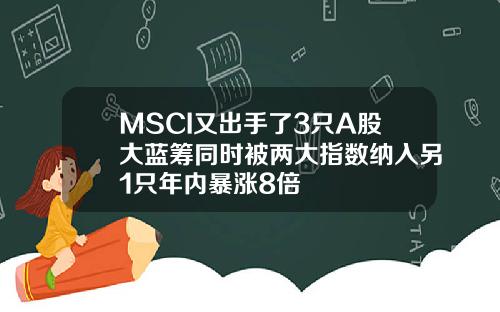 MSCI又出手了3只A股大蓝筹同时被两大指数纳入另1只年内暴涨8倍
