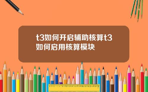 t3如何开启辅助核算t3如何启用核算模块