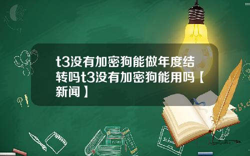 t3没有加密狗能做年度结转吗t3没有加密狗能用吗【新闻】