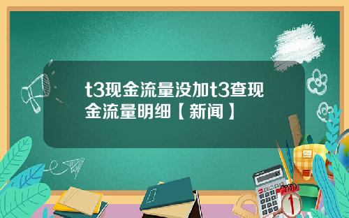 t3现金流量没加t3查现金流量明细【新闻】