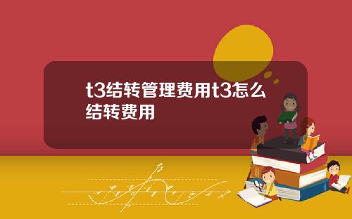 t3结转管理费用t3怎么结转费用