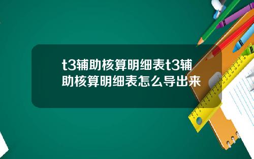 t3辅助核算明细表t3辅助核算明细表怎么导出来