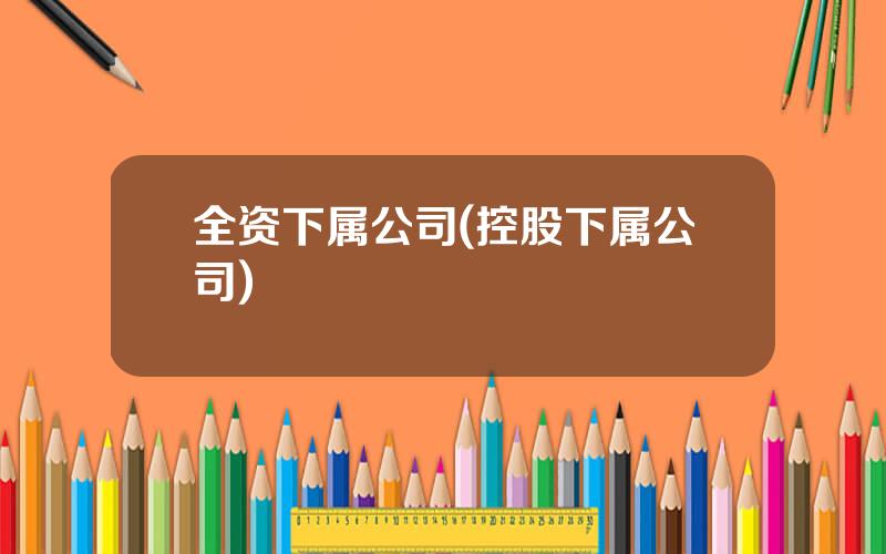 全资下属公司(控股下属公司)